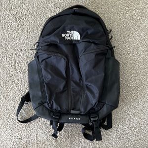 North Face black Surge backpack